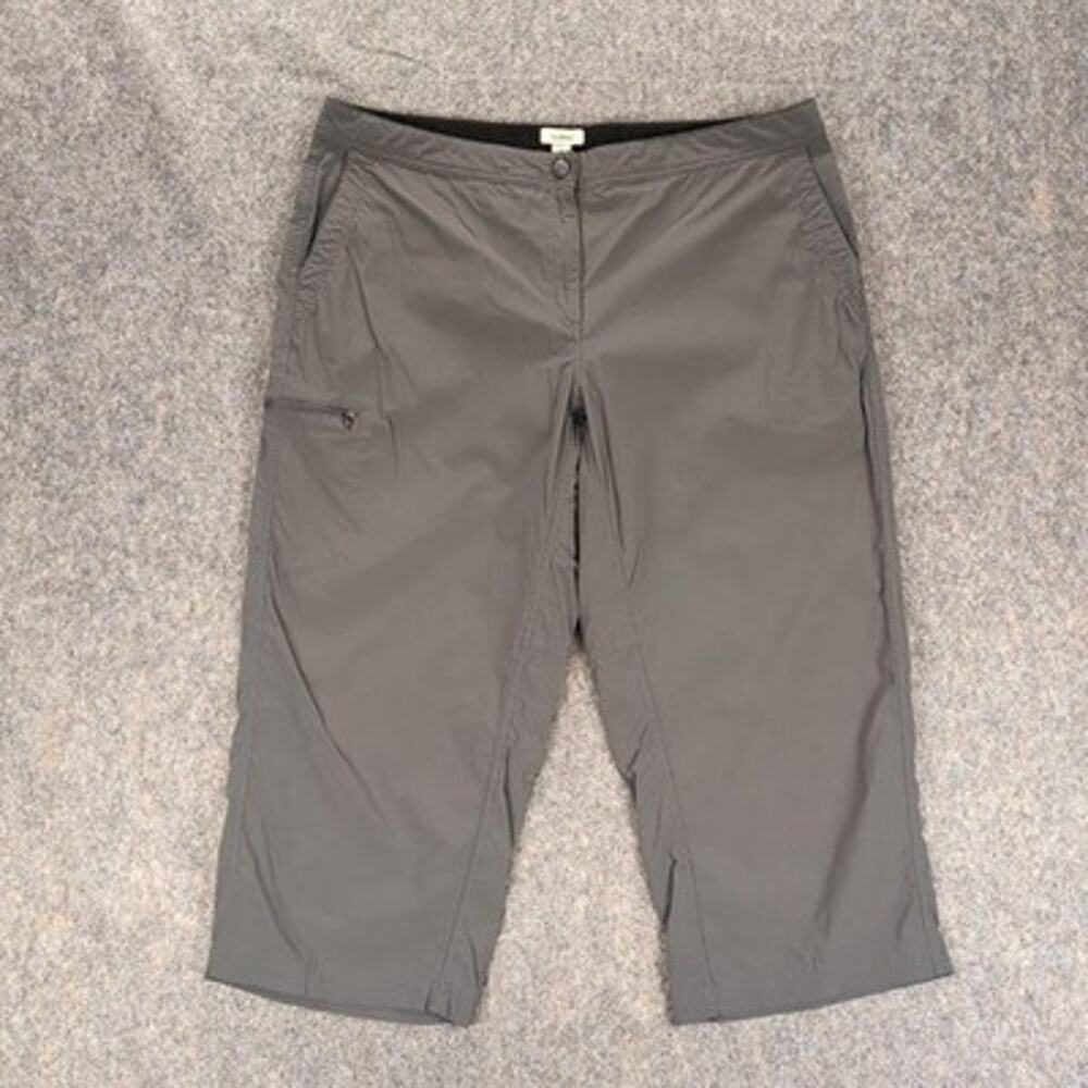 L.L. Bean Pants Womens 18 Gray Capri Hiking Quick Dry Stretch Zip Pockets Casual